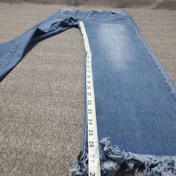 Tractr Womens Jeans 10 Blue Open Distressed Hem Festival Denim Beach Party Pants - Picture 2 of 12